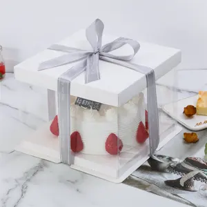 10英寸宠物高蛋糕盒包装透明塑料蛋糕盒