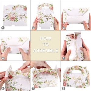 Hoa Thiết Kế Dập Nổi Lá Vàng Hộp Các Tông Có Thể Gập Lại Vuông Nhỏ Màu Trắng Nhỏ Kraft Giấy Bánh Hộp Với Xử Lý Cho Bánh - Product Image 3