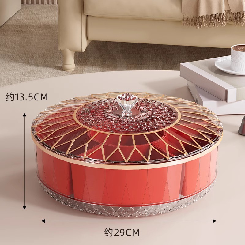 Festive red single-layer [rotatable] compartmentalized and removable
