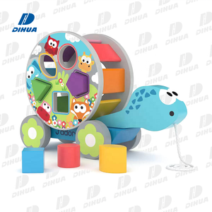 Juego de Regalo de Juguetes de Madera para Bebés con Tortuga para Arrastrar, Clasificador de Relojes y Ábaco de Doble Cara, Juguetes Montessori Educativos de Madera - Product Image 2