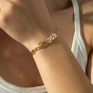 TD パーソナライズカスタムネームカットアウトレターペンダント 18K ゴールドメッキステンレススチールかわいいウェディングネックレスブレスレットジュエリーセット用 - Product Image 2