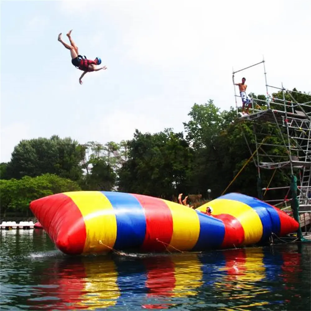 Lake sport Game PVC floating jump pillow inflatables waters catapult inflatable water blob