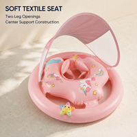 Flotador de Piscina para Bebés con Toldo y Asiento Textil Suave, Anillo Doble de PVC de 0.30 mm para Colecciones de Marca Privada