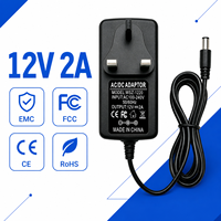 Adaptateur secteur mural AC/DC 24W, 12V 2A, prise UK 5.5x2.5mm, conforme RoHS, pour enceinte intelligente