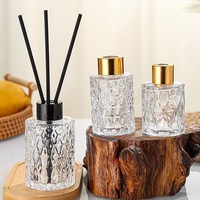 Bouteille diffuseur de parfum en verre vide transparente ronde 50ml 100ml 150ml avec bouchon à vis et bâtonnets diffuseurs, prix usine de gros, écologique
