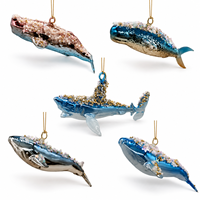 Weihnachts-Glasornament Ozean-Serie Unterwasser Großer Fisch Hai Wal Dugong Glasanhänger Zum Aufhängen Weihnachtsbaum-Dekoration