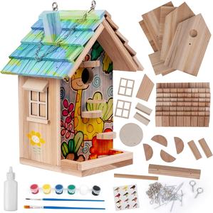 Kit de nichoir en bois pour bricolage Maison d'oiseau en bois pour l'extérieur Travail du bois pour adultes Nichoir suspendu pour jardin et cour - Product Image 4