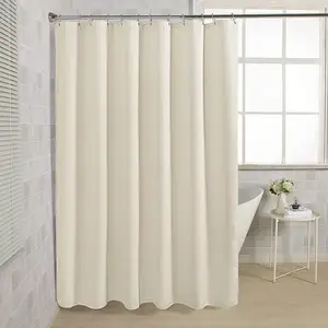 Rideau de douche à rayures blanches, rideau de douche en tissu robuste avec tissage de gaufres, rideaux de douche de salle de bains de qualité d'hôtel 72x72 pouces