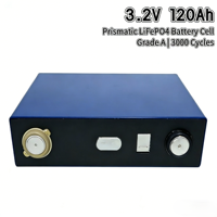 Cellule de batterie LiFePO4 prismatique de qualité A 3,2 V 120 Ah, batterie au phosphate de fer et de lithium rechargeable pour le stockage d'énergie solaire