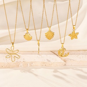 Collar de Acero Inoxidable 304 Dorado con Colgante de Estrella de Mar, Cadena de Eslabones, Concha <span class=keywords><strong>Marina</strong></span>, Cola de Pez, Sirena, para Hombre y Mujer, Joyería Unisex - Product Image 1
