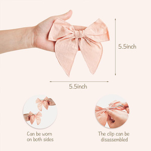Lazos para el Cabello Niceye Fable para Niñas, de Algodón y Lino, con Pinzas de Cocodrilo, para Niñas Pequeñas, Bebés y Niños, Accesorios para el Cabello Hechos a Mano en Color Neutro - Product Image 4