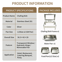 Chauffe-plat de buffet en acier inoxydable 9L, plateau chauffant pour petit-déjeuner d'hôtel, chauffe-plat à alcool et électrique, vaisselle de banquet de luxe