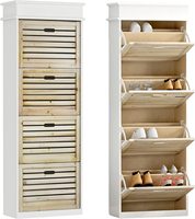 Mueble zapatero de recibidor de alta gama, estilo japonés minimalista, con puertas de rejilla ventilada, bandeja inclinable de cuatro niveles y parte superior ancha.