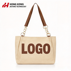 Sac fourre-tout personnalisé grande capacité, portable et durable, avec motif lettres imprimées, en toile automne et fermeture éclair - Product Image 1