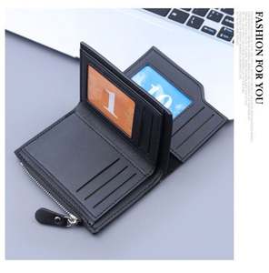 Vintage Men's PU Leather Softback <b>Wallet</b> Short <b>Slim</b> with Zipper Credit <b>Card</b> Holders - Product Image 4