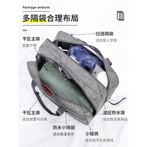 Bolsa de Aseo Impermeable para Hombre, Rectangular, Gran Capacidad, Separación Húmedo/Seco, Bolsa de Almacenamiento para Viaje y Ducha, Uso en Baño - Product Image 5