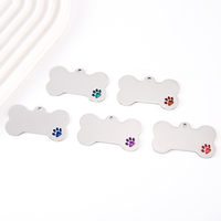 Ywyougang RVS Honden ID-Tag, Gegraveerde Hondenpenning op Maat, Gouden/Zilveren Basis met 5 Kleuren Emaille Pootafdruk voor Huisdieren