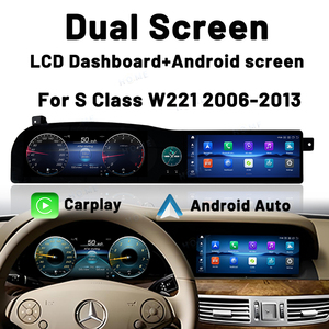 Écran double numérique, tableau de bord Android 13, autoradio multimédia LCD, GPS Navi pour Benz Classe S W221 06-13, CarPlay Auto - Product Image 1