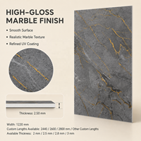 Panneau mural en PVC brillant MORLENX gris anthracite effet marbre UV pour projets de rénovation de halls d'accueil haut de gamme
