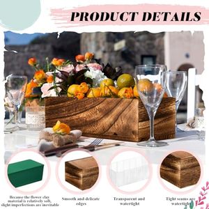Wholesale 4 Set Modern Solid Wood Planter Box OEM ODM Custom Logo 12x4 Inch Rectangle Flexible Plastic <b>Liner</b> Home <b>Garden</b> Storage - Product Image 1