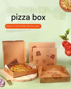 กล่องกระดาษเคลือบแว็กซ์พิมพ์ลายตามสั่งสำหรับใส่อาหาร ซูชิ เบนโตะ เค้ก พร้อมหูหิ้ว กล่องบรรจุภัณฑ์วาฟเฟิล พิซซ่า พร้อมโลโก้ - Product Image 5