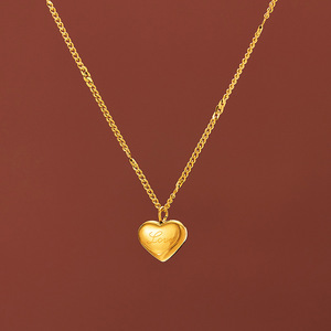Collane Classiche in Acciaio Inossidabile con Ciondolo a Cuore Placcato Oro per Donne, Gioielli Choker, Regalo per Feste e Festival - Product Image 3