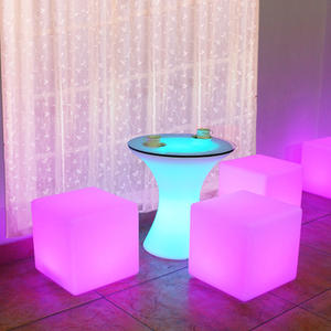 Décoration extérieure en plastique rechargeable, 16 couleurs changeantes, étanche, lumineux, rond, led, bar, <span class=keywords><strong>table</strong></span> <span class=keywords><strong>de</strong></span> cocktail, boîte <span class=keywords><strong>de</strong></span> nuit - Product Image 2