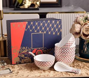 Ensemble de bols et de cuillères en porcelaine osseuse de haute qualité, design européen écologique, style royal russe, personnalisé - Product Image 2