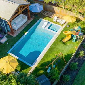 สระว่ายน้ำไฟเบอร์กลาสขนาดใหญ่ ลดราคาพิเศษ วิลล่าหรู สวนสวย รูปทรงสี่เหลี่ยมผืนผ้า สำเร็จรูป - Product Image 3