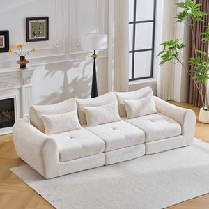 Ensemble de canapés modulaires carrés en chenille, canapé-lit convertible, canapé sectionnel rembourré pour appartements et salons d'hôtels - Product Image 1