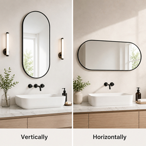 Specchio con Cornice in PVC Nero 18X40 Pollici Ovale da Parete per Bagno e Arredamento - Product Image 5