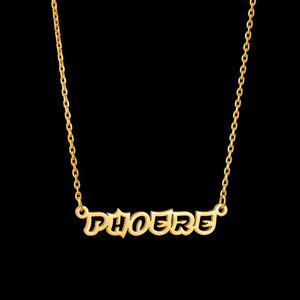 Collier en or anti-ternissement 18 carats en acier inoxydable véritable, bijoux fins, colliers personnalisés avec nom pour femmes et hommes - Product Image 4