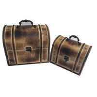 OEM Vente en gros impression personnalisée 100% bois Mini taille petite boîte au trésor de pirate antique rétro pour le stockage de cadeaux décoratifs