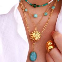 Collier chaîne classique en acier inoxydable plaqué or avec pendentif carré en pierre pour femme, idéal pour mariage, fiançailles et cadeau de fête