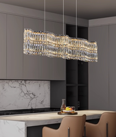 Lustre en cristal haut de gamme de style minimaliste italien pour salons, salles à manger, maisons duplex, LED trois couleurs, télécommande à intensité variable