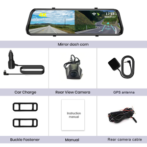 Koen 9.66 inch IPS toàn màn hình xe phía sau xem gương 4K + 2K xe đảo ngược máy ảnh bên ngoài GPS Wifi DVR Xe Video Recorder - Product Image 6