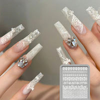 1PC Moule en silicone 3D pour nail art, motif dentelle ultra-mince transparente, modèle acrylique pour ongles, idéal pour la décoration des ongles