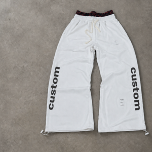 Pantalon de survêtement en coton blanc personnalisé pour homme, taille élastique, imprimé lettres, décontracté, automne - Product Image 2