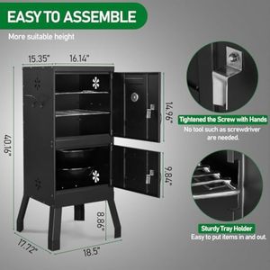 Barbecue Charcoal Grill with Double Doors Backyard Outdoor Vertical <b>BBQ</b> Charcoal Smoker Barbeque - Product Image 2