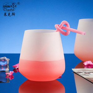 Bohemia Crystal Gradient Frosted Glass Cup Matte Finish Party Drinkware - Product Image 3