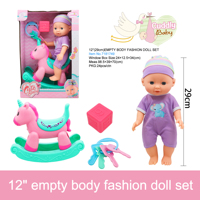 Adorable poupée en plastique souple de 12 pouces, corps vide, yeux ouverts, avec porte-clés et biberon, pour jeux d'imitation pour enfants et cadeaux pour tout-petits