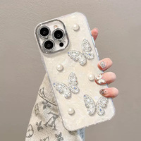 Coque de téléphone de luxe antichoc pour filles, motif papillon scintillant, compatible iPhone 17 16 15 14 13 12 11 Pro Max Plus Mini