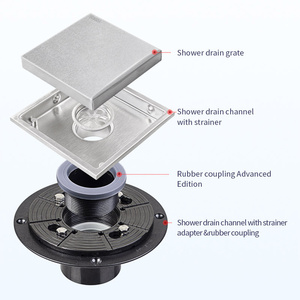 Drain de plancher de douche carré en acier inoxydable DB moderne de 6 pouces 304 crépine chromée pour hôtels - Product Image 3