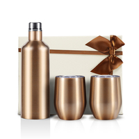 Set Hadiah Botol Air Vakum Isolasi Stainless Steel 304 dengan 1 Flask Vakum + 2 Mug Telur, Kustomisasi Logo Tersedia