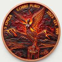 Pièce de monnaie en cuivre pur 999 de 1 oz et 5 oz, Médaille Ange de l'Indépendance, Relief 3D, Effet UV couleur, Art mexicain de la Liberté