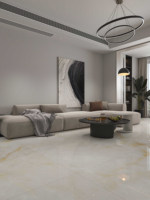 Dalles en pierre frittée de 12 mm d'épaisseur, dalles en pierre frittée Foshan, revêtement de sol luxueux, aspect élégant, carrelage mural en céramique pour l'intérieur
