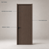 Porte en mélamine noyer anthracite avec rainurage en forme de flèche et quincaillerie noir mat – Décoration intérieure de luxe