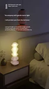 Lampe de <span class=keywords><strong>table</strong></span> populaire sur Internet pour chambre et bureau, avec haut-parleur intégré, USB, contrôle vocal, baguette magique, lumière tactile rotative - Product Image 4