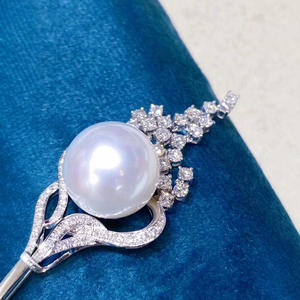 สร้อยคอไข่มุกธรรมชาติแบบขายส่ง พร้อมพู่ห้อยโบว์ สำหรับผู้หญิง ดีไซน์สไตล์ฝรั่งเศสย้อนยุค โดดเด่นมีเอกลักษณ์ ประดับเพชร - Product Image 2