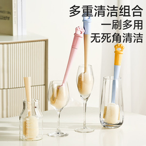 Cepillo de silicona 3 en 1 Xinzao Cat Paw con mango largo y esponja para limpiar biberones y vasos de bebé. - Product Image 5